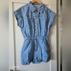 Denim Shorts Romper - Size 8/10